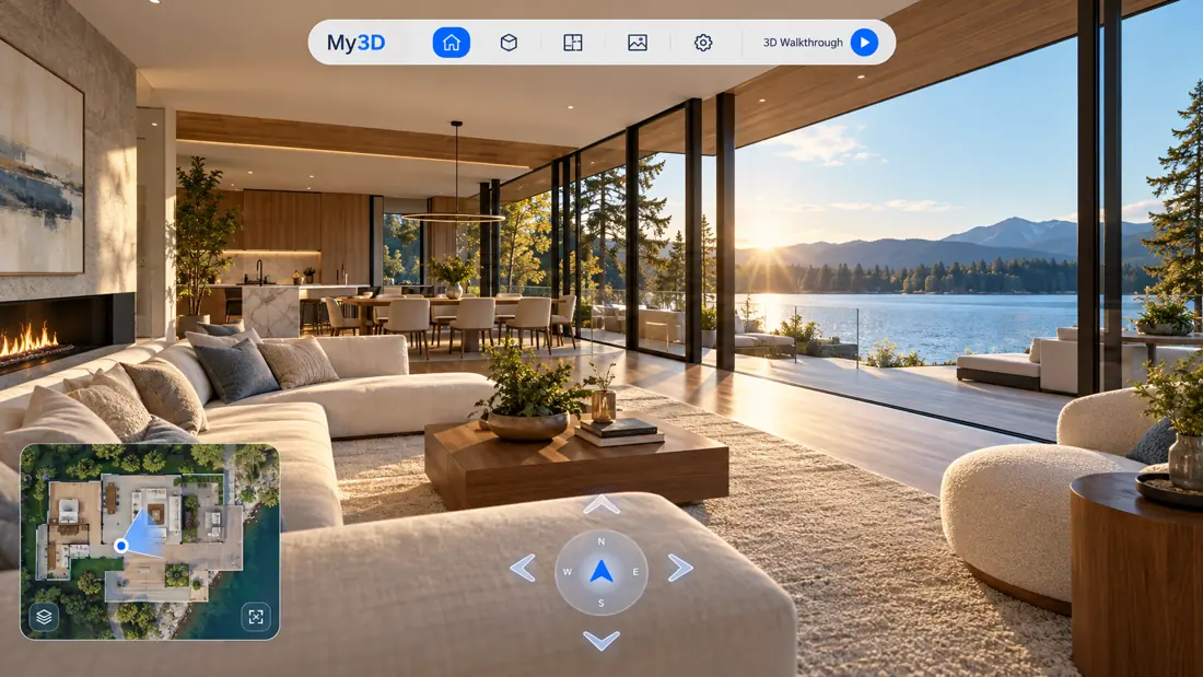 My3D Realistic 3D & walkthroughs app experience concept