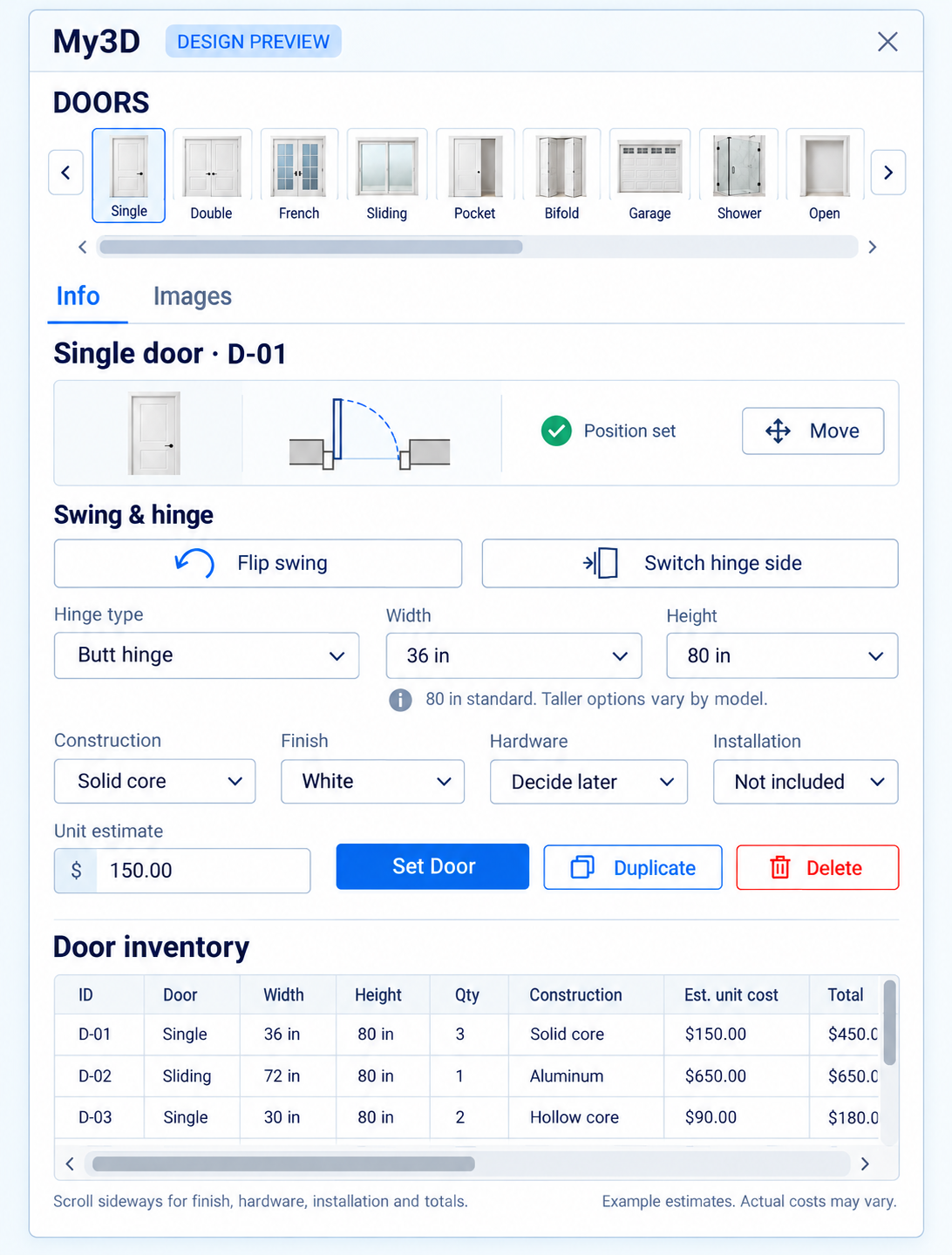 Doors · Scrollable Inventory